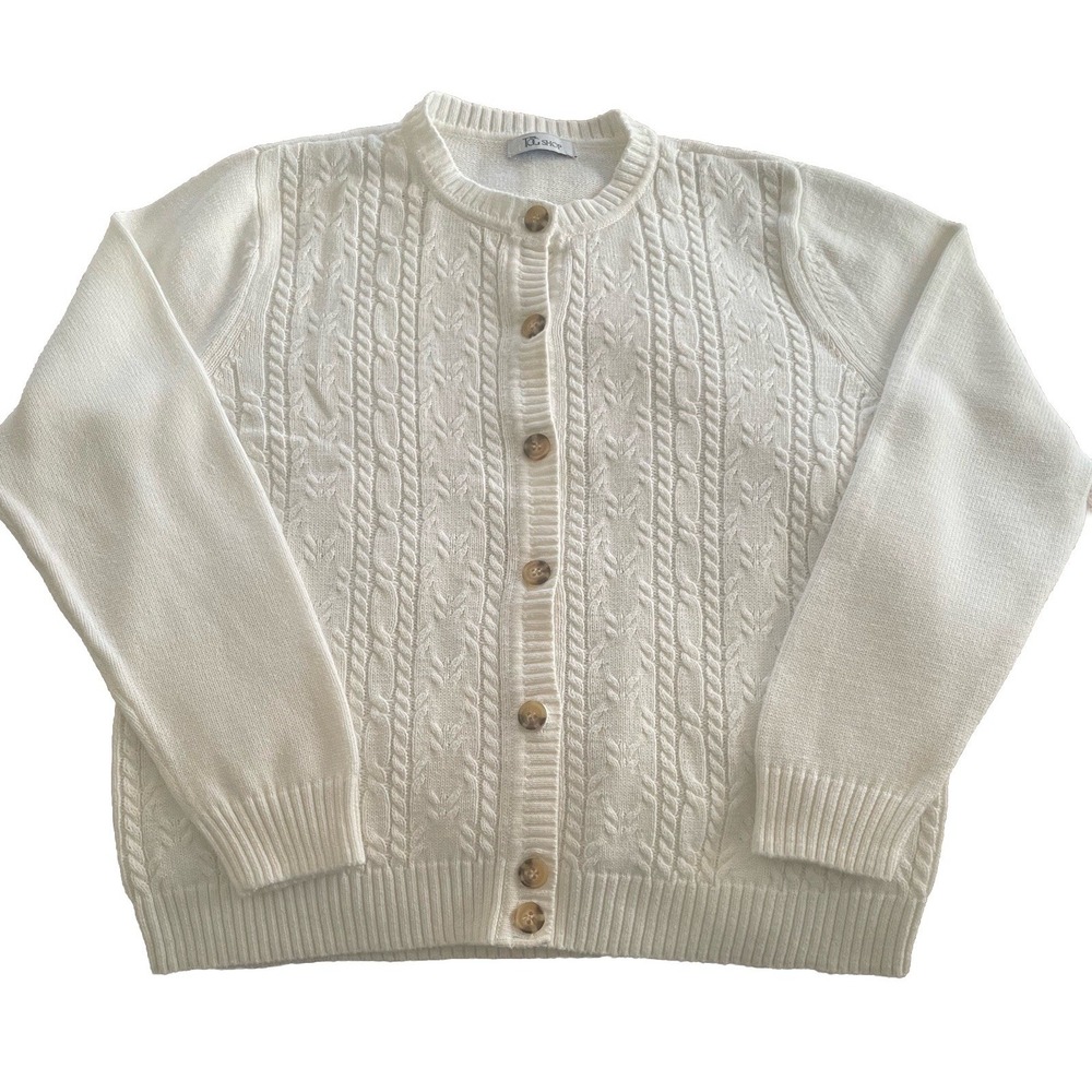 Womens White Knit Cardigan Size Medium Button Up Tog Shop Great Condition!